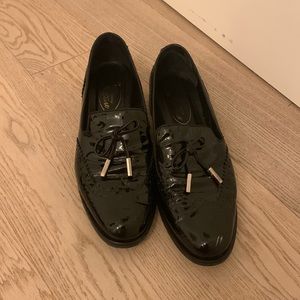 Black shiny loafers